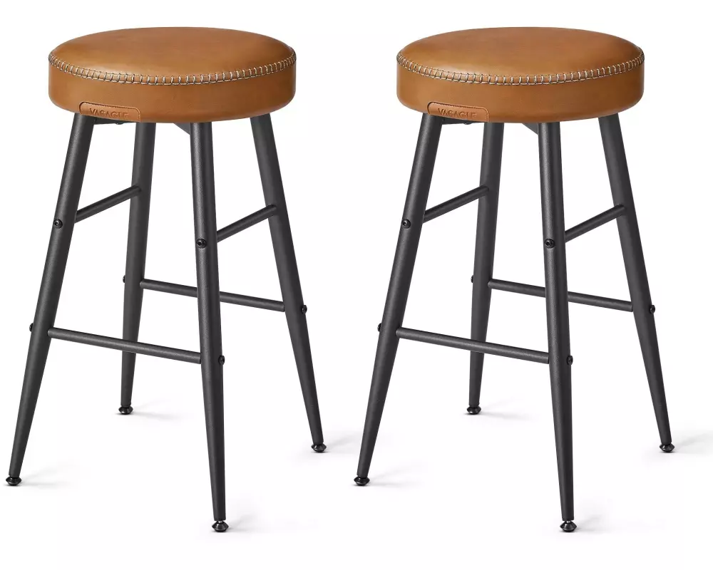 VASAGLE Barhocker aus PU-Kunstleder, 2er Set 49.5 x 63 cm, Braun