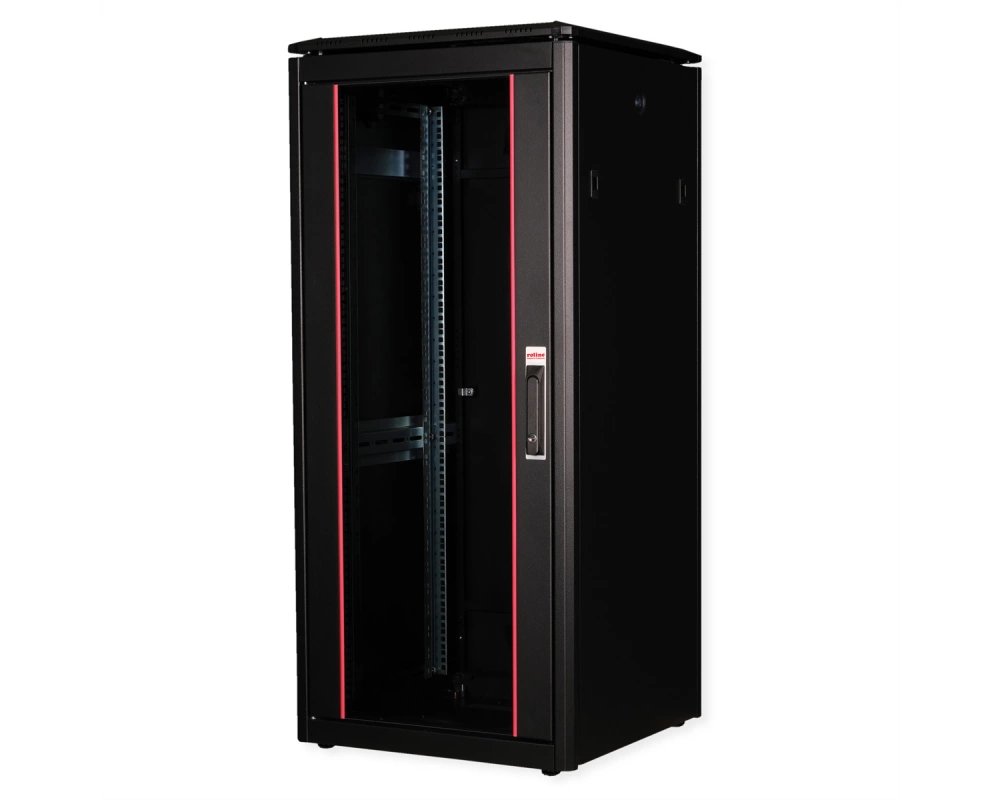 ROLINE 19-Zoll Netzwerkschrank Pro 26 HE, 600x600 BxT Glastür schwarz