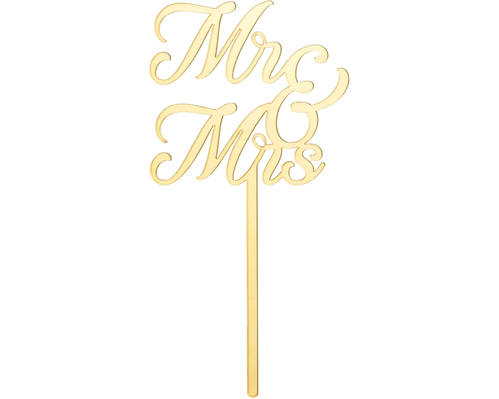 PARTYDECO Caketopper 16.5cm KPT81-019 Mr&Mrs gold