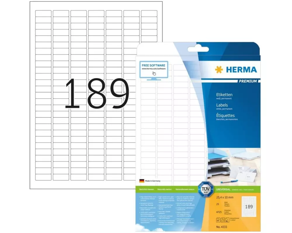 HERMA Universal-Etiketten 4333 25.4 x 10 mm, 4725 Etiketten