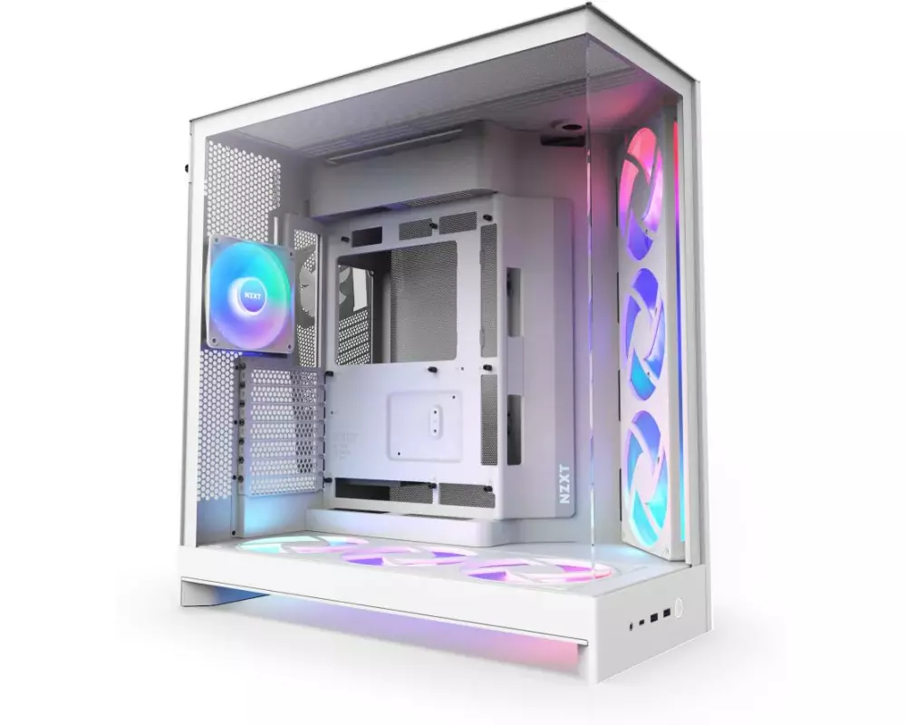 NZXT PC-Gehäuse H9 Flow RGB+ Weiss