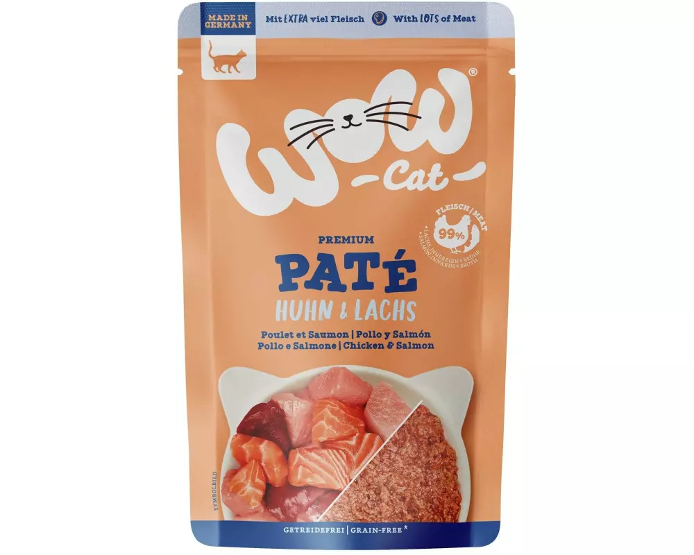 WOW Nassfutter Adult Paté Huhn & Lachs, 125 g