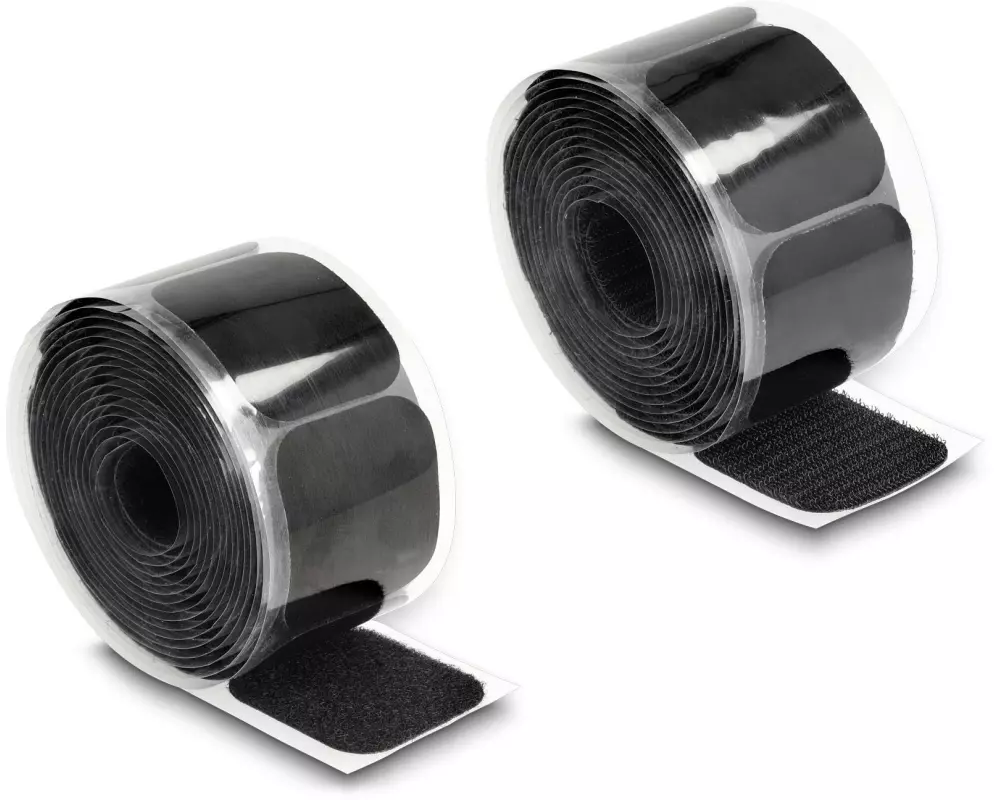 Delock Klettpad auf Rolle selbstklebend Schwarz, 3 m