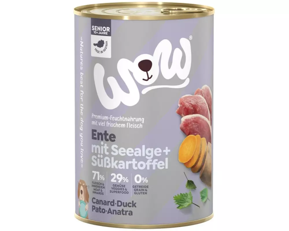 WOW Nassfutter Senior Ente, 400 g
