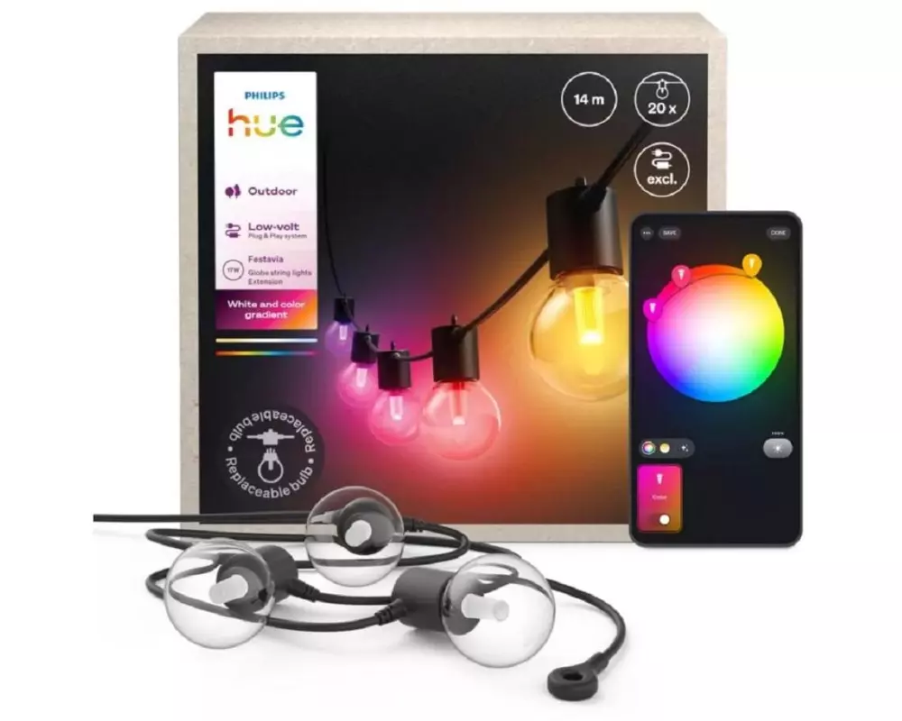 Philips Hue LED-Lichterkette Festavia Globe Outdoor Erweiterung 14 m