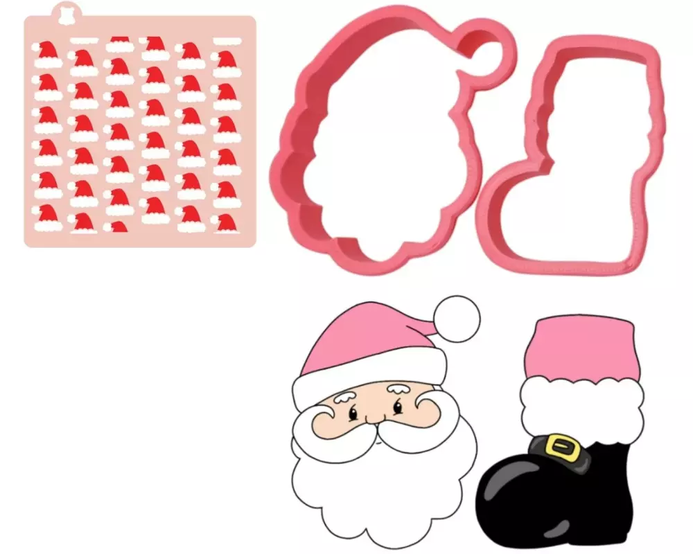 Cut my Cookies Guetzli-Ausstecher Weihnachtsserie Santa und Folie, 3-teilig