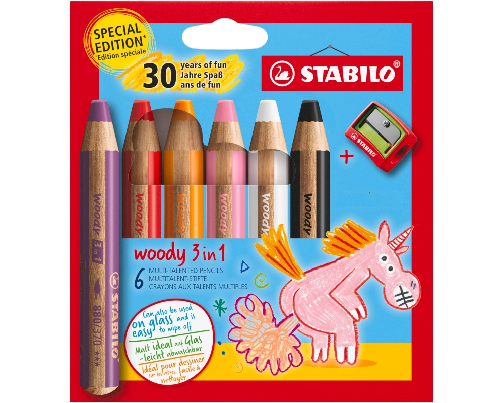 STABILO Farbstifte Woody 3 in 1 01.04.8806 Unicorn 6 Stück