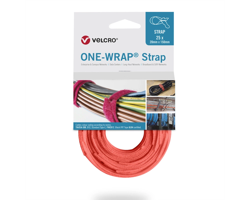 VELCRO One Wrap Strap 20mm x 200mm, 25 Stück, orange