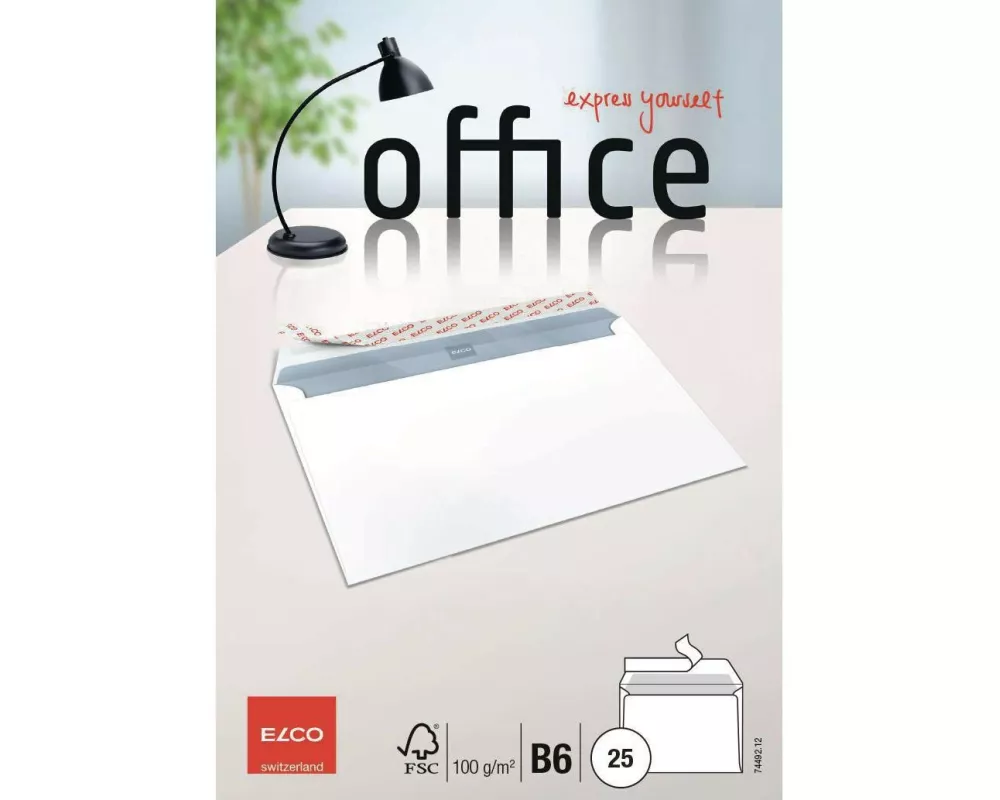 ELCO Couvert Office B6 ohne Fenster, 25 Stück
