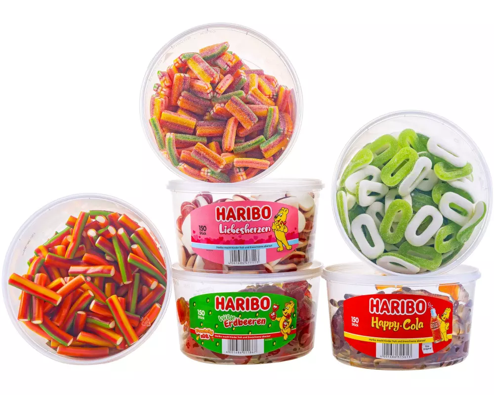Haribo Gummibonbons Box 6 Dosen, 8306 g