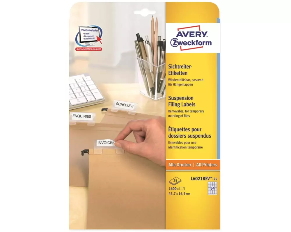 Avery Zweckform Universal-Etiketten 45.7 x 21.2 mm, 25 Blatt