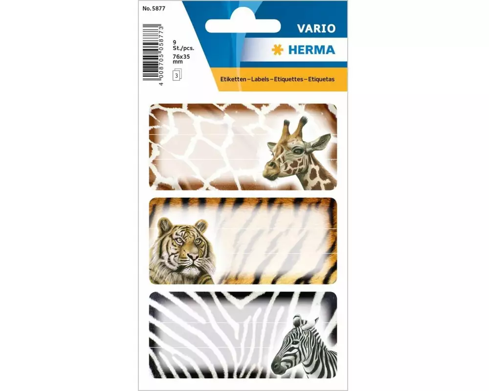 Herma Stickers Schuletiketten Afrikanische Tiere