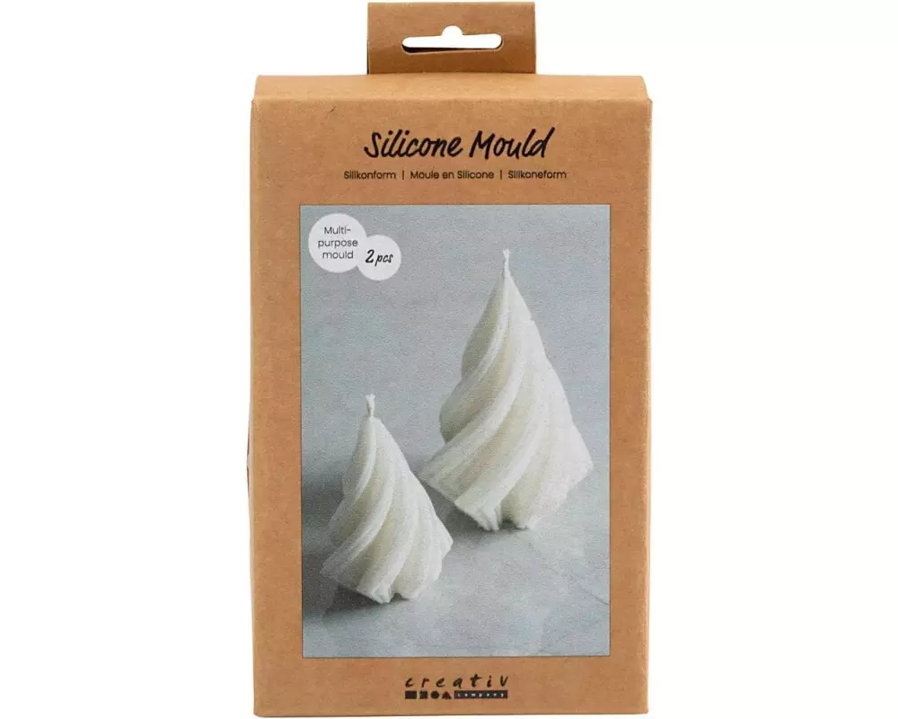 Creativ Company Kerzengiessform Silikon Weihnachtsbäume, 2 Stück