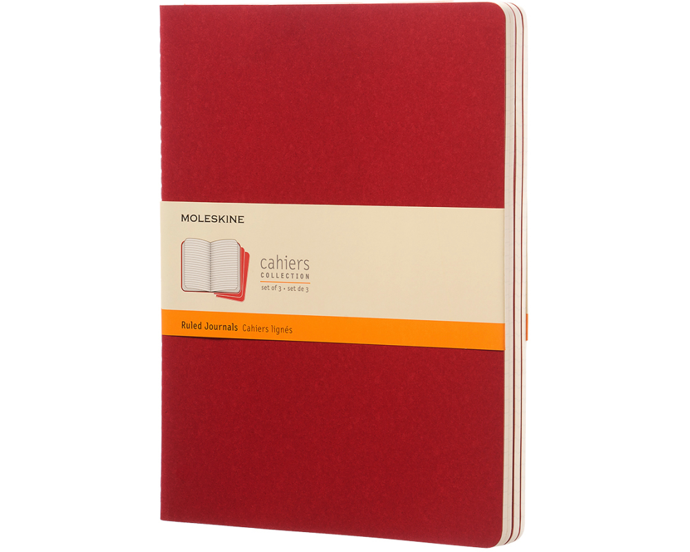 MOLESKINE Notizheft Cahier XL 25x19cm 931076 liniert, rot 3 Stück