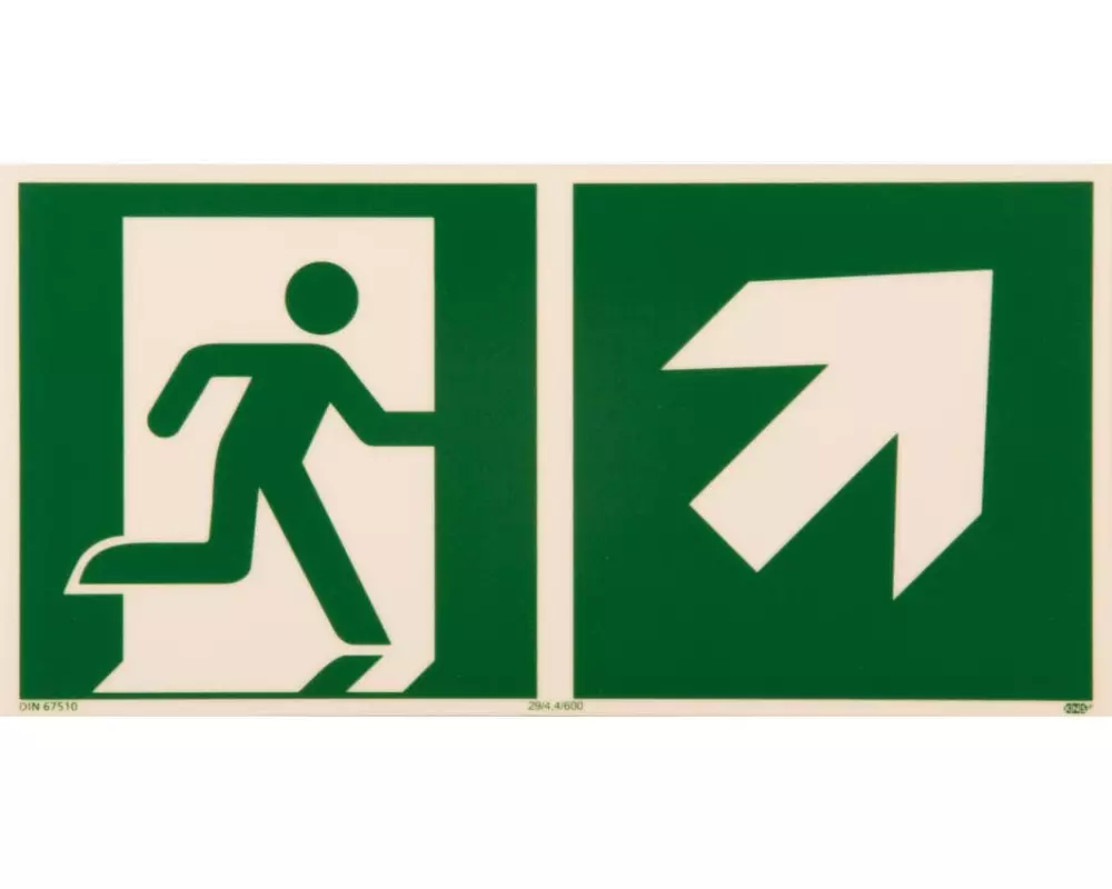 P.R.O. Rettungsweg rechts aufwärts – Piktogramm 150 x 300 mm