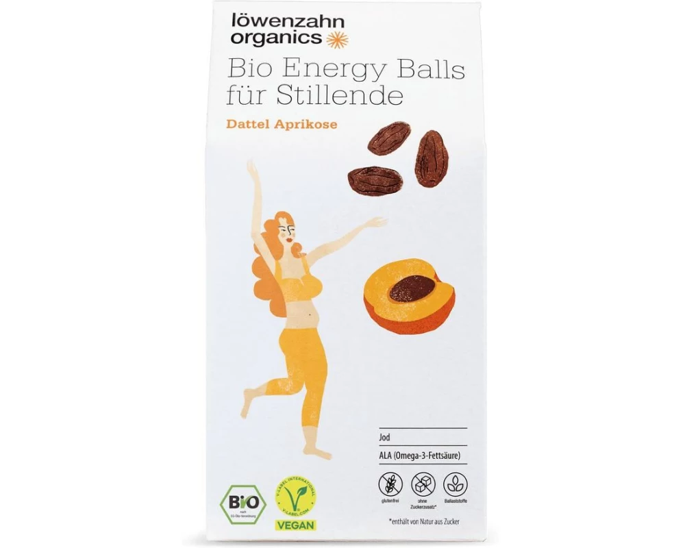 löwenzahn organics Bio Energy Balls für Stillende Dattel Aprikose, 100 g