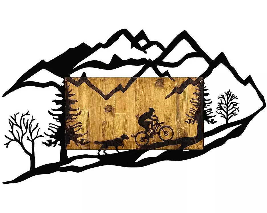 Wallxpert Wanddekoration Bicycle Riding in Nature 110 x 65 cm