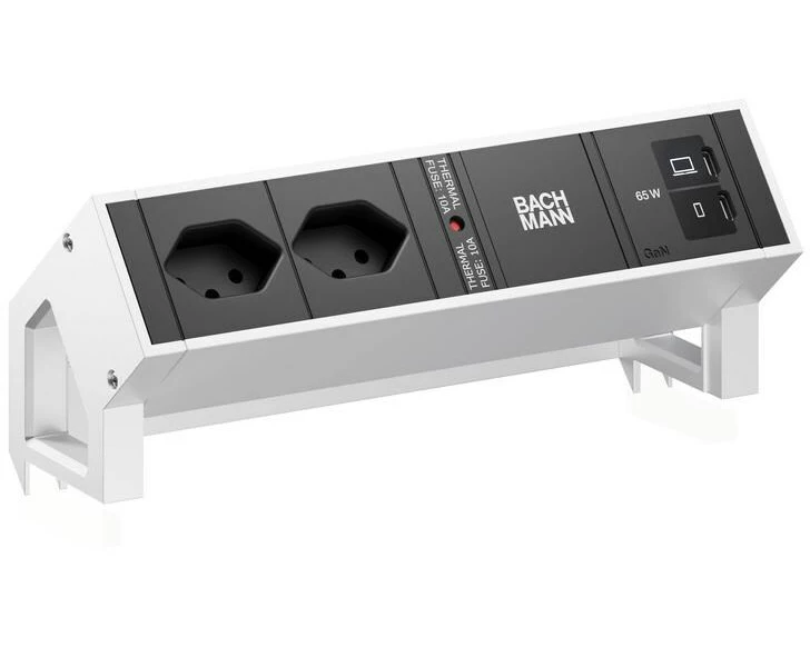 Bachmann Tischsteckdosenleiste DESK2 2xT13 1xUSB C/C 65W 0.2m INOX