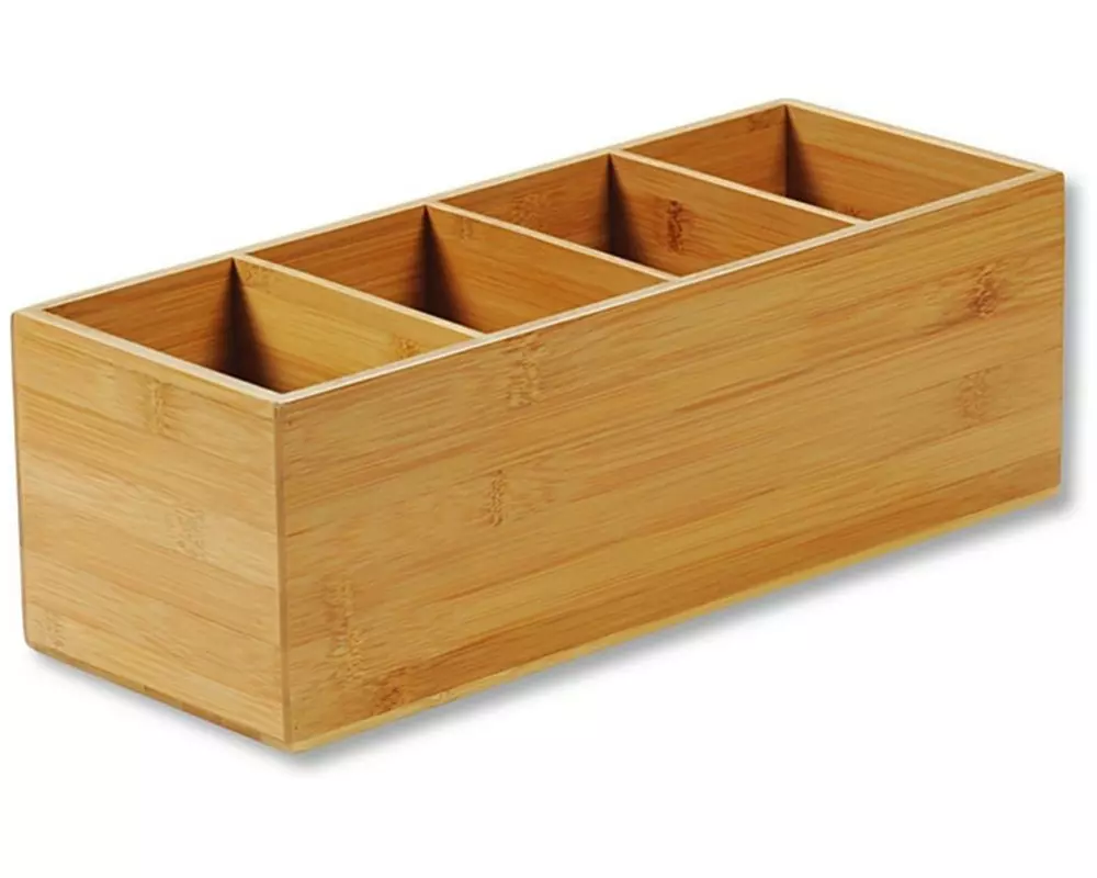 Kesper Besteckkasten Bambus 35 x 12 x 14 cm mit 4 Fächern