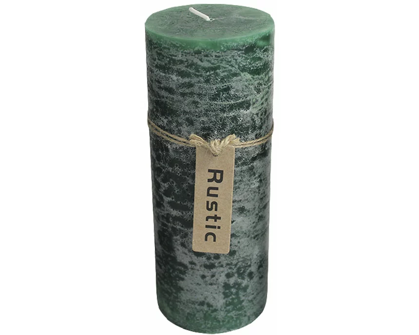 FS-STAR Kerze Rustic 7x18 cm dunkelgrün