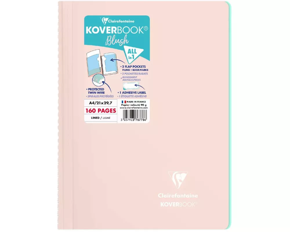 Clairefontaine Notizbuch Blush A4, liniert, Puderrosa