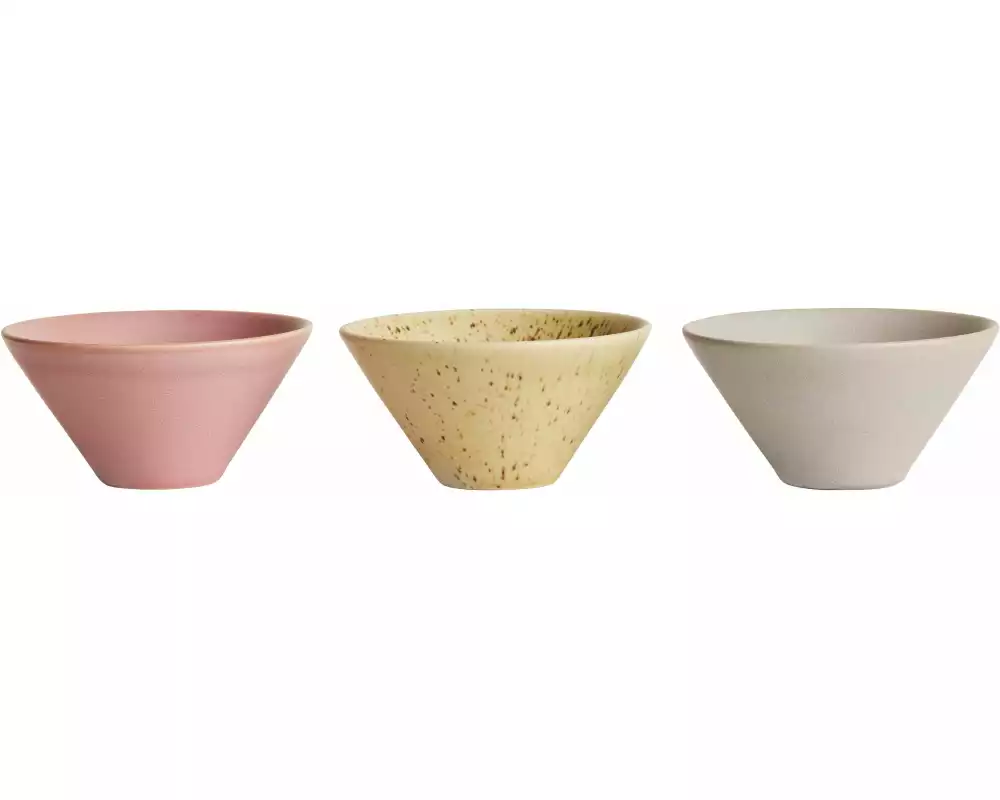 OYOY Schale Yuka 3 Stück, Hellgelb/Hellrot/Nature