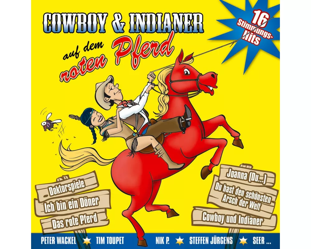 Cowboy Und Indianer Auf Dem Roten Pferd