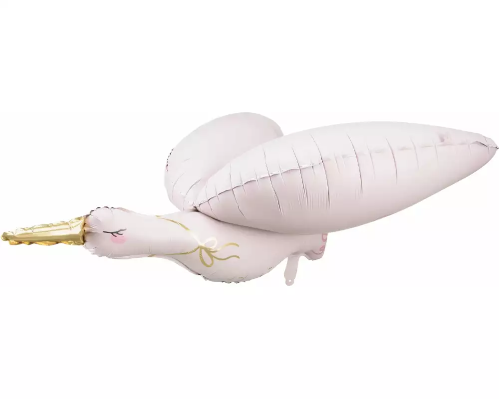 Partydeco Folienballon Storch 103 x 60 cm, Hellrosa