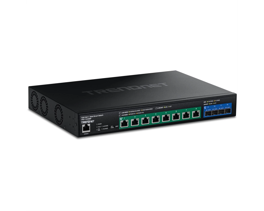 TRENDnet TPE-7124SBF 12-Port Switch 720W 10G PoE++ Web Smart Switch