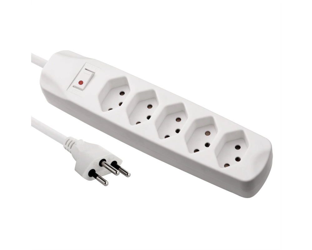 BLANK Steckdosenleiste, 5fach T13, mit Schalter, weiss
