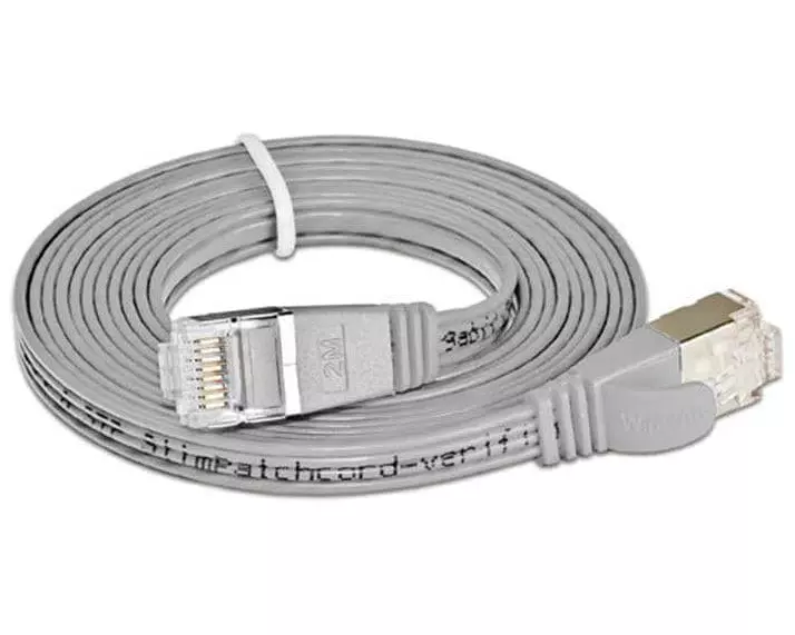SLIM Slimpatchkabel RJ-45 - RJ-45, Cat 6, STP, 2 m, Grau
