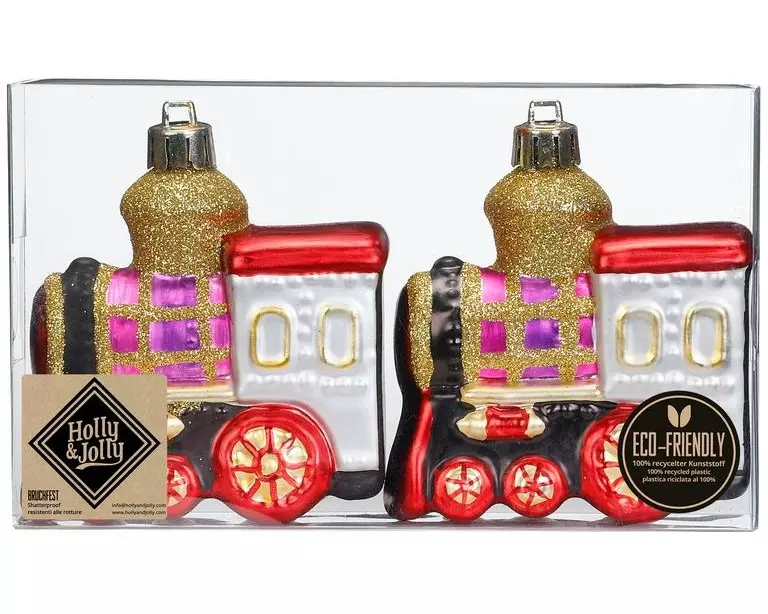 Holly & Jolly Weihnachtsschmuck Lokomotive, 2 Stück