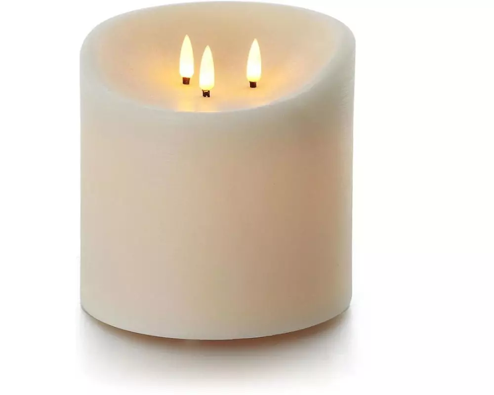 balthasar LED Outdoor Echtwachskerze, Creme