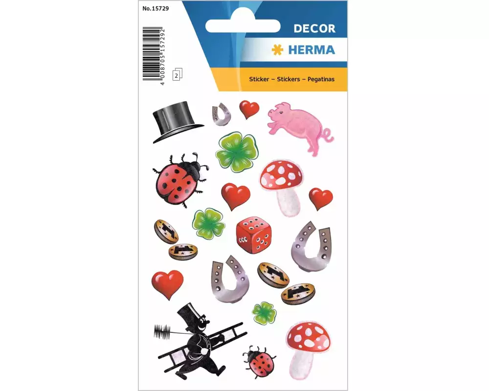 Herma Stickers Motivsticker Glücksymbole 2 Blatt à 38 Sticker Mehrfarbig