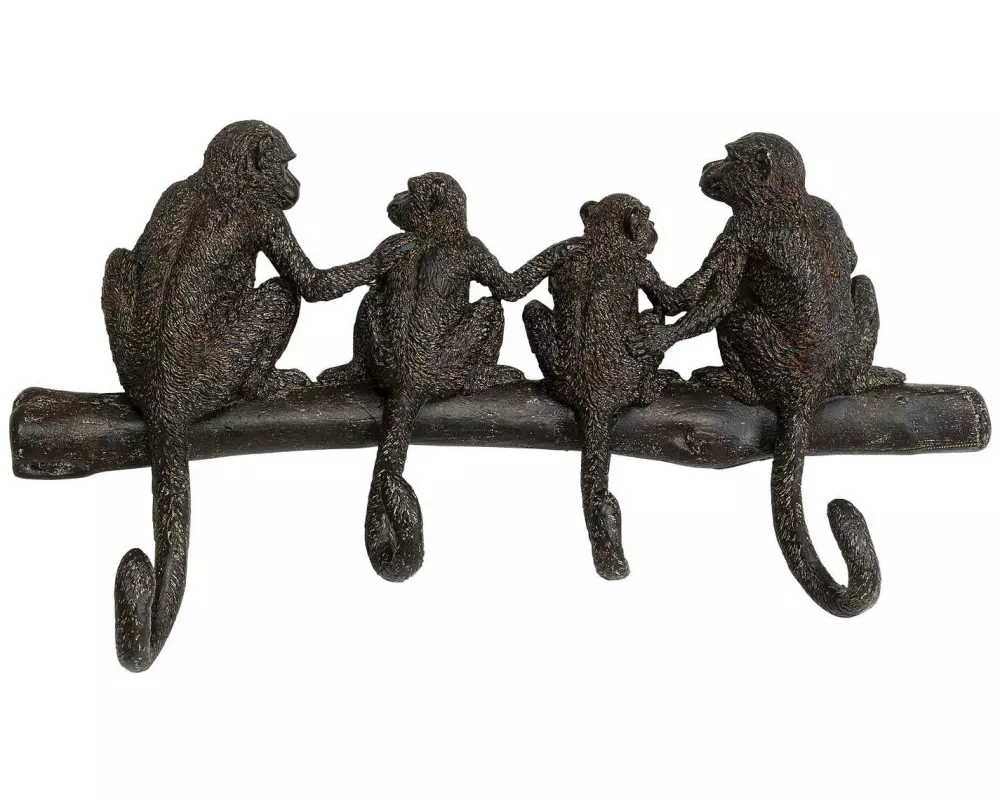 Kare Wandgarderobe Monkey Family 38 cm x 21 cm, Schwarz