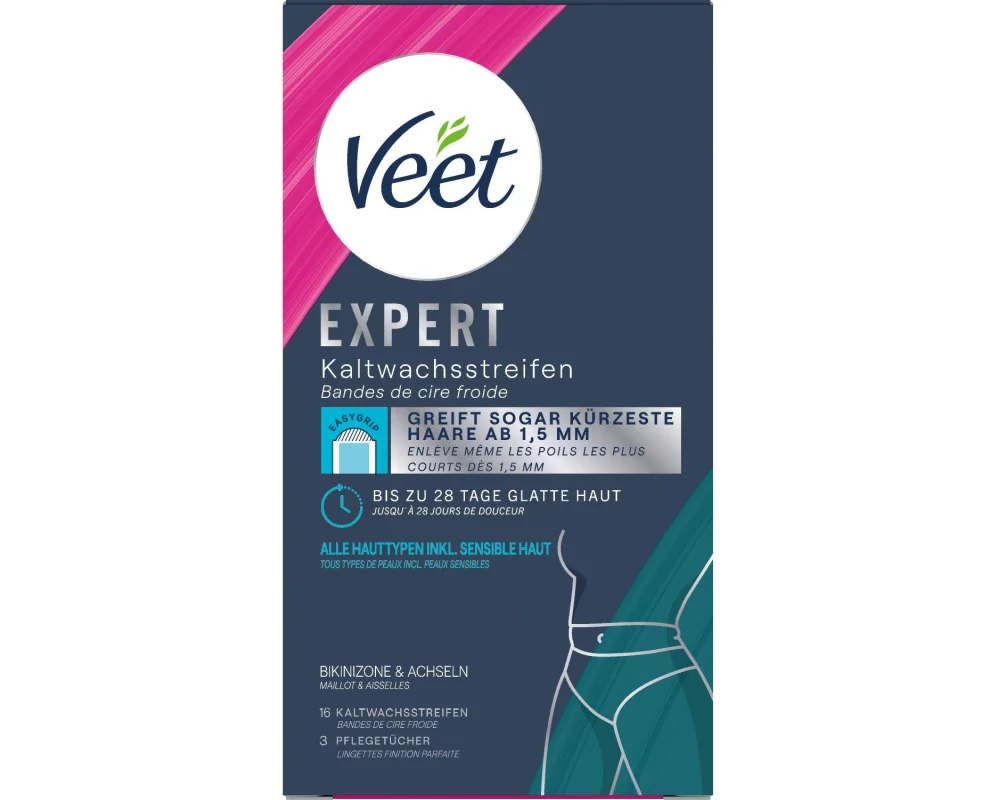 Veet Kaltwachsstreifen Bikini und Achseln Expert 16 Stück