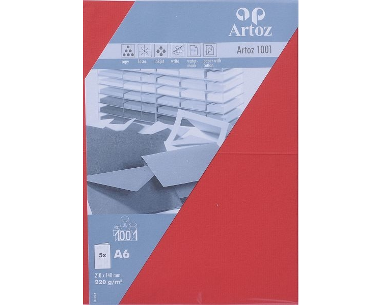 ARTOZ Karten 1001 A6 107322265 220g, rot 5 Blatt