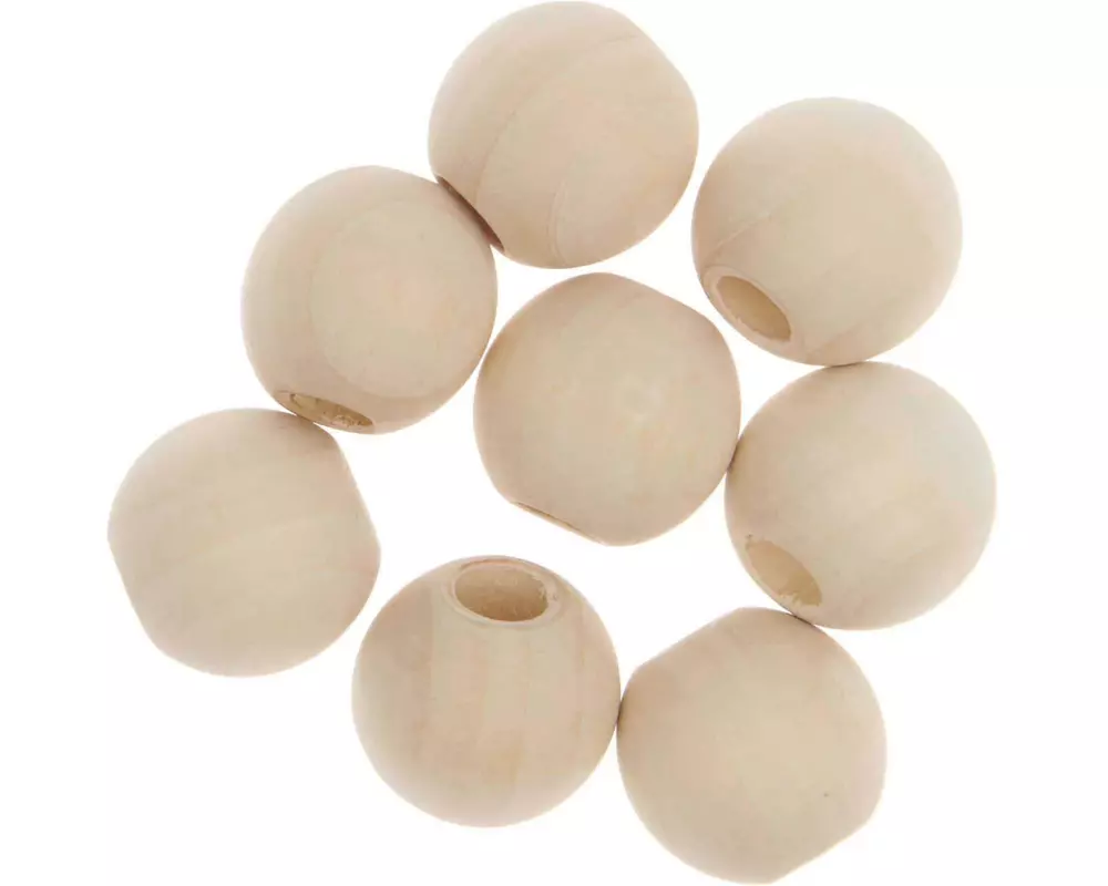 Rico Design Holzperlen Makramee Nature, 8 Stück