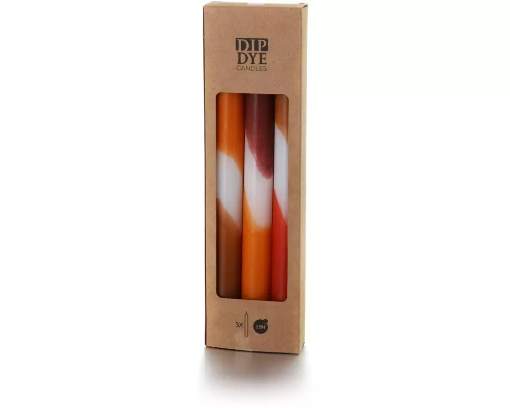 balthasar Stabkerze Dip Dye 3 Stück, Braun/Orange