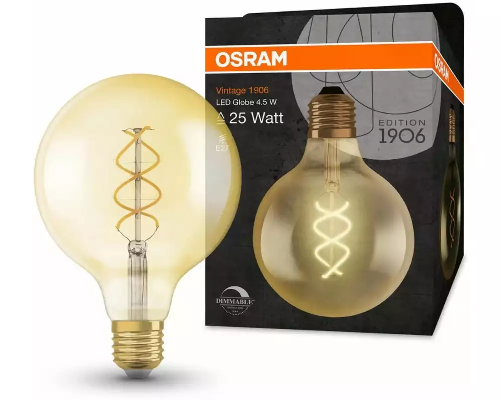 OSRAM Lampe Vintage 1906 Globe, 4.5W, E27 Warmweiss (WW)