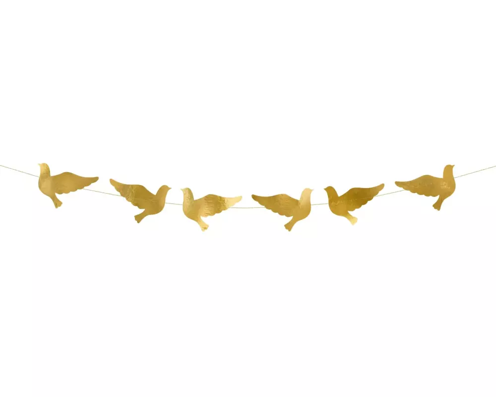 Partydeco Girlande Tauben 112 x 8.1 cm, Gold