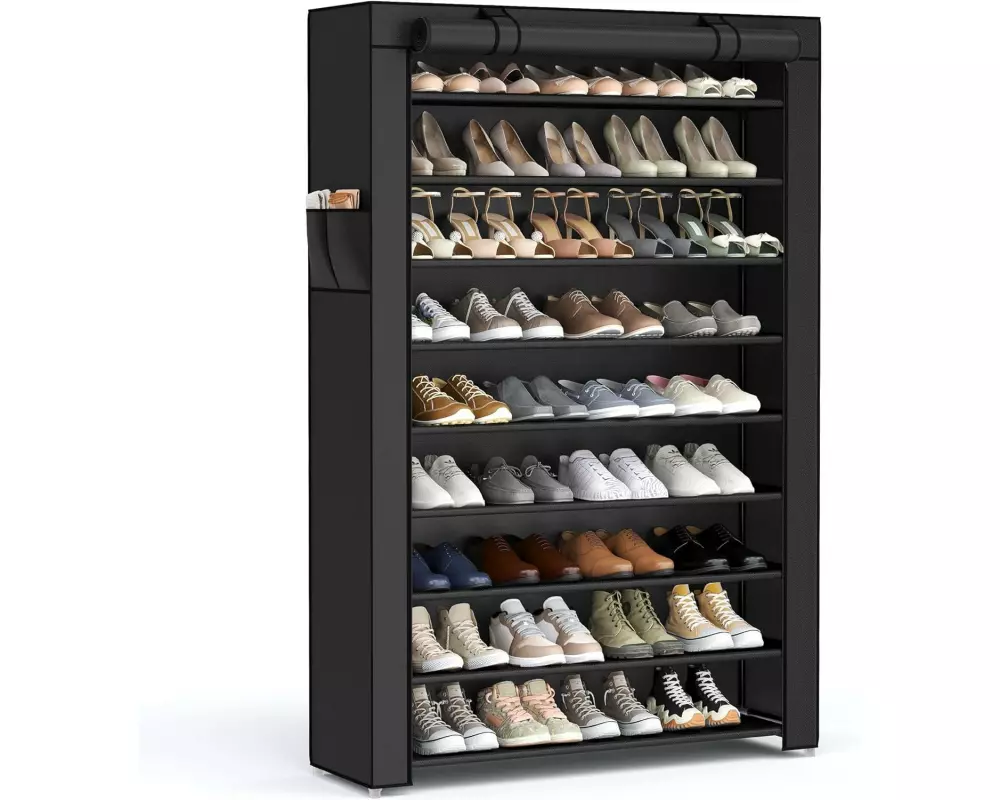 Songmics Schuhregal 85 x 28 x 162 cm, Schwarz