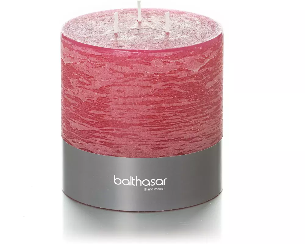 balthasar Zylinderkerze Rustico 3-Docht 12 x 12 cm, Himbeere
