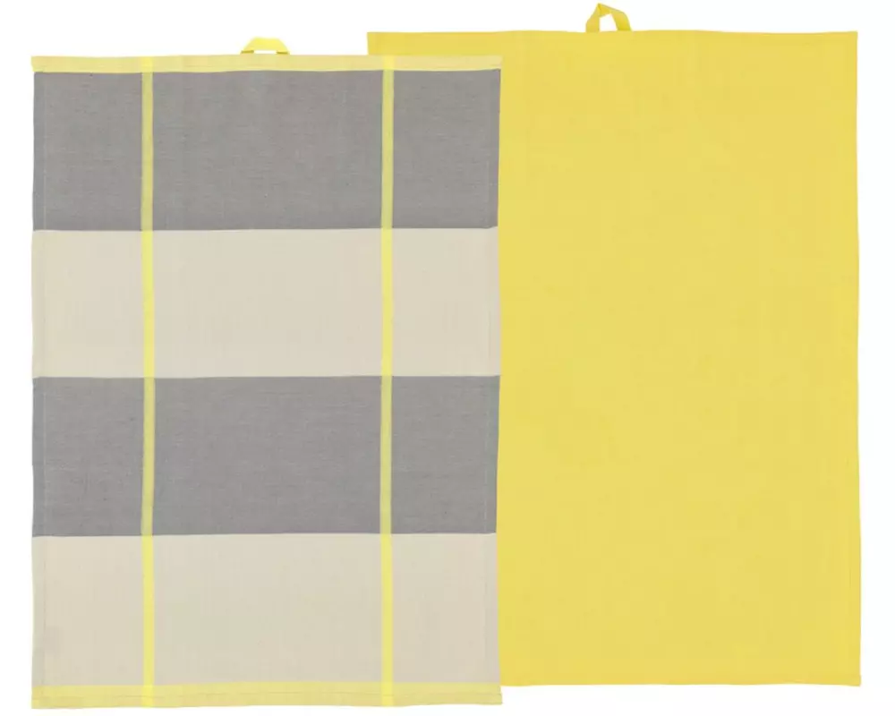 Södahl Geschirrtuch-Set Blocks, 50 x 70 cm, Yellow, 2 Stück