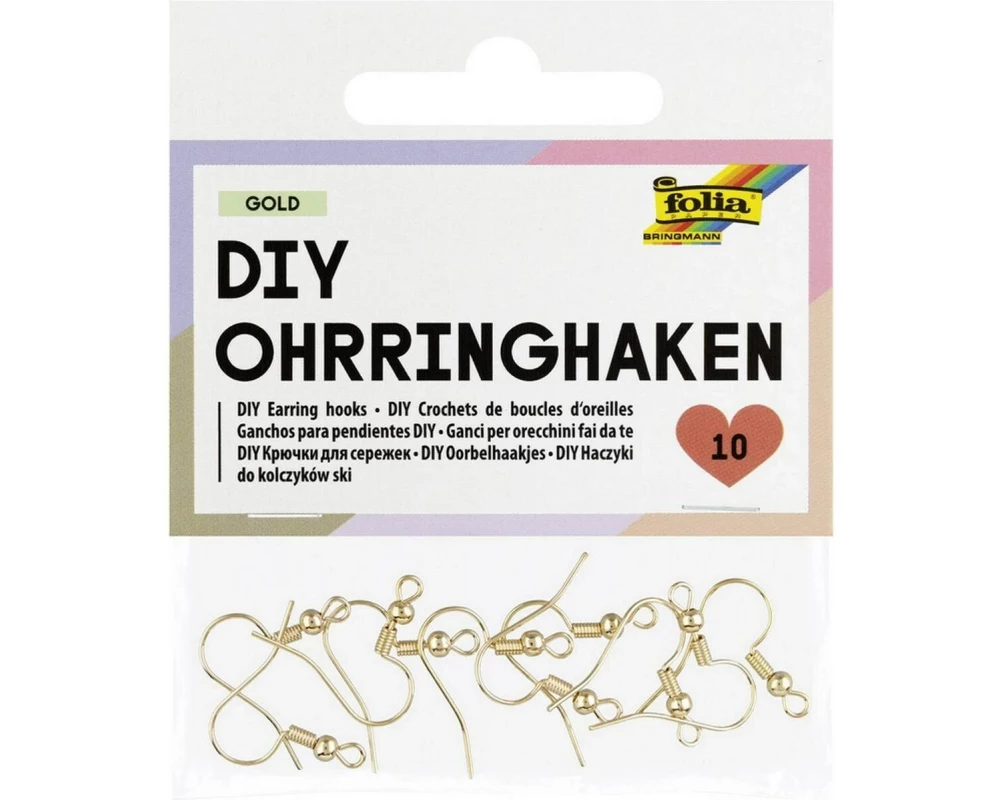 Folia DIY Ohrringhaken Goldfarben 18 x 20 mm, 10 Stück