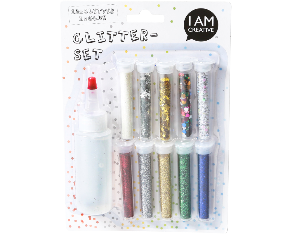 I AM CREATIVE Glitterset mit Leim MAA4092.00 10 Stück