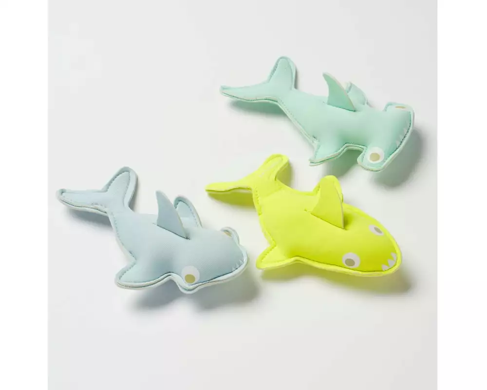 Sunnylife Salty the Shark Dive Buddies Aqua Set of 3 Neongelb