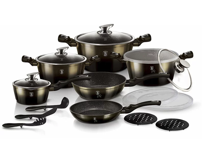 Berlinger Haus 18-teiliges Kochgeschirr-Set Shiny Black Edition