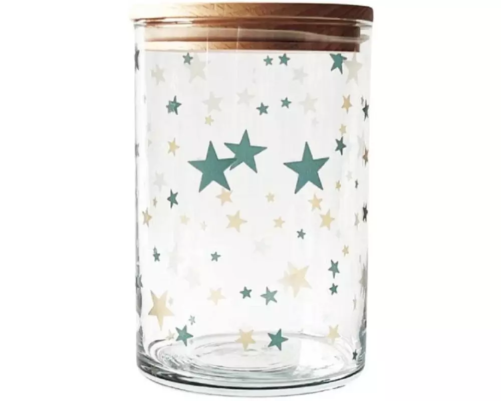 Wunderle Vorratsglas Sternenzauber 880 ml, mit Holzdeckel