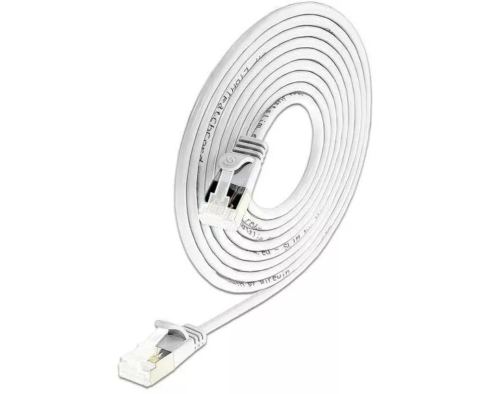 SLIM Slimpatchkabel RJ-45 - RJ-45, Cat 6A, U/FTP, 5 m, Weiss